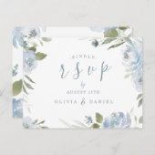 ロマンチックな庭ほこりっぽい青いフローラ結婚式RSVP ポストカード (正面/裏面)