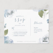 ロマンチックな庭ほこりっぽい青いフローラ結婚式RSVP ポストカード (裏面)