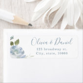 ロマンチックな庭ほこりっぽい青い水色のフローラ ラベル (インサイチュ)