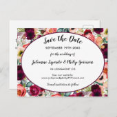 ロマンチックな庭フローラ結婚式の日付を保存 案内ポストカード (正面/裏面)