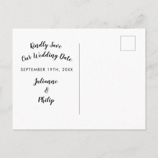 ロマンチックな庭フローラ結婚式の日付を保存 案内ポストカード (裏面)