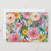 ロマンチックな庭園のカラフルな花たち　結婚式の日程を保存 招待状 (裏面)