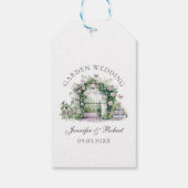 ロマンチックな庭園の結婚式フローラアーチ噴水 ギフトタグ (裏面)