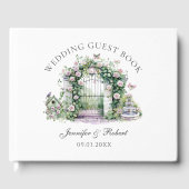 ロマンチックな庭園の結婚式フローラアーチ噴水 ゲストブック (正面)