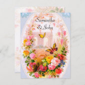 ロマンチックな庭園の結婚式日付を保存 案内ポストカード (正面/裏面)