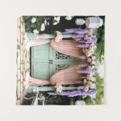 ロマンチックな庭園の結婚式背景 タペストリー (正面(横))