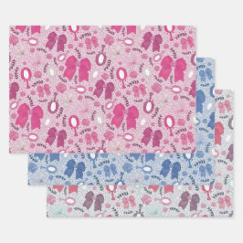 ロマンチックな弓とバラ ラッピングペーパーシート