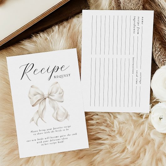 ロマンチックな弓ブライダルシャワーレシピエンクロージャカード エンクロージャーカード