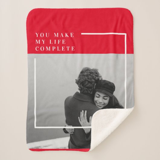 ロマンチックな引用文と写真 |バレンタインのプレゼント シェルパブランケット (正面)