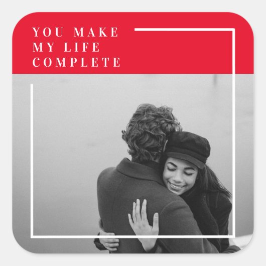 ロマンチックな引用文と写真 |バレンタインのプレゼント スクエアシール (正面)