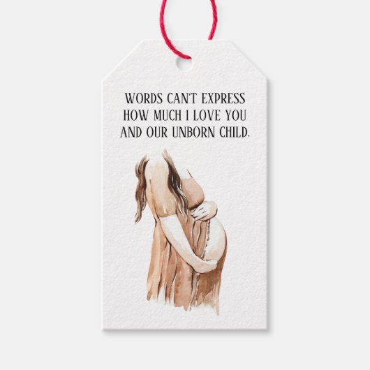 ロマンチックな引用文と素敵な妊娠妻のギフト ギフトタグ (正面)