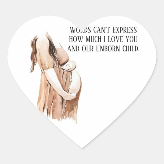 ロマンチックな引用文と素敵な妊娠妻のギフト ハートシール (正面)