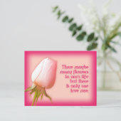 ロマンチックな引用文のみ1つのバラはがき ポストカード (スタンド正面)