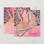 ロマンチックな恋人たち、ピンクのフクシアのスパークルに満ちたロマンス 招待状 (正面/裏面)