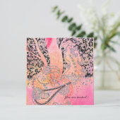 ロマンチックな恋人たち、ピンクのフクシアのスパークルに満ちたロマンス 招待状 (スタンド正面)