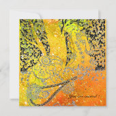 ロマンチックな恋人たち、黄色とオレンジのスパークルに満ちたロマンス 招待状 (正面)