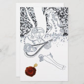 ロマンチックな恋人の自然白黒レッドワックスシール 便箋 (正面/裏面)