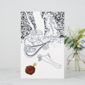 ロマンチックな恋人の自然白黒レッドワックスシール 便箋 (スタンド正面)