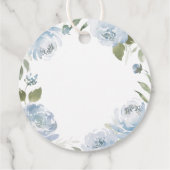 ロマンチックな愛と感謝のダスティーブルーの花のウェディング フェイバータグ (裏面)