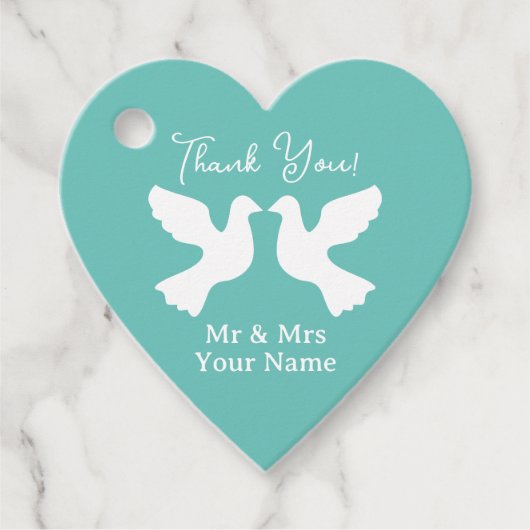 ロマンチックな愛のハート結婚のハト感謝していブのあなた フェイバータグ (正面)