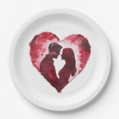 ロマンチックな愛のハート結婚ズ ペーパープレート (正面)