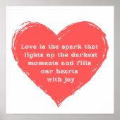 ロマンチックな愛の引用文、赤いハートのスクリプスタイリッシュト ポスター (正面)