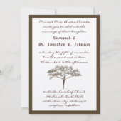 ロマンチックな愛の木のイニシャルのトランク結婚ズ 招待状 (裏面)