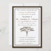 ロマンチックな愛の木のイニシャルのトランク結婚ズ 招待状 (裏面)