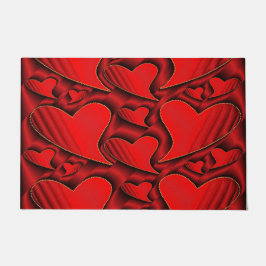 ロマンチックな愛の気持ちを表す真っ赤なハートのバレンタイン・シンボル、ローマ ドアマット