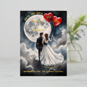 ロマンチックな愛の雲9つのおとぎ話の日付を保存 箔招待状 (立ち正面)