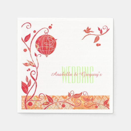 ロマンチックな愛の鳥のケージ結婚ズ スタンダードカクテルナプキン (正面)