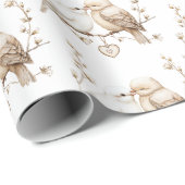 ロマンチックな愛の鳥のハートのウェディング ラッピングペーパー (ロールコーナー)