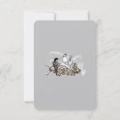 ロマンチックな愛の鳥ウッドペッカーウェディングRSVP 招待状 (裏面)