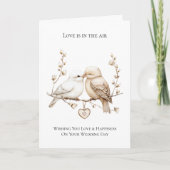 ロマンチックな愛の鳥結婚ハート カード (正面)