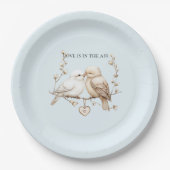 ロマンチックな愛の鳥結婚ハート ペーパープレート (正面)