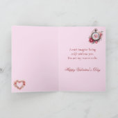 ロマンチックな愛の鳥 – ピンクのさくらんぼツリーバレンタイン シーズンカード (内部)