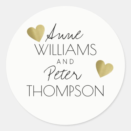 ロマンチックな愛を持つカップルの名前ハート，白 ラウンドシール (正面)