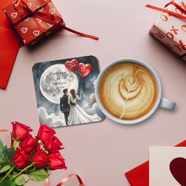 ロマンチックな愛オンクラウドナインの結婚おとぎ スクエアペーパーコースター