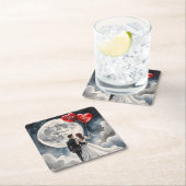 ロマンチックな愛オンクラウドナインの結婚おとぎ スクエアペーパーコースター (インサイチュ)