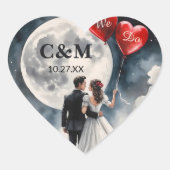 ロマンチックな愛オンクラウドナインの結婚おとぎ ハートシール (正面)