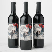 ロマンチックな愛オンクラウドナインの結婚おとぎ ワインラベル (ボトル)