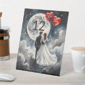 ロマンチックな愛オンクラウドナインの結婚おとぎ 台座サイン (インサイチュ)