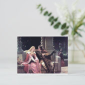 ロマンチックな愛カップル音楽ハープマンウーマン絵画ズ ポストカード (スタンド正面)