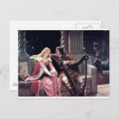 ロマンチックな愛カップル音楽ハープマンウーマン絵画ズ ポストカード (正面/裏面)