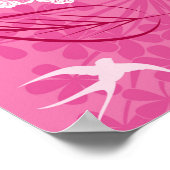 ロマンチックな愛シルエットパターンピンクハート ポスター (角)