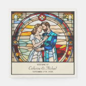 ロマンチックな愛ステンドグラススタイルヨーロッ結婚パ スタンダードランチョンナプキン (正面)