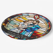 ロマンチックな愛ステンドグラススタイルヨーロッ結婚パ ペーパープレート (アングル)