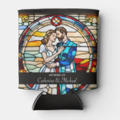 ロマンチックな愛ステンドグラススタイルヨーロッ結婚パ 缶クーラー (正面)