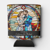 ロマンチックな愛ステンドグラススタイルヨーロッ結婚パ 缶クーラー (裏面)