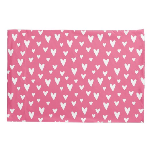 ロマンチックな愛ハートピンクホワイトガーリーバレンタイン 枕カバー (裏面)